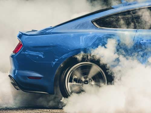 2023 Ford Mustang close up of burnout